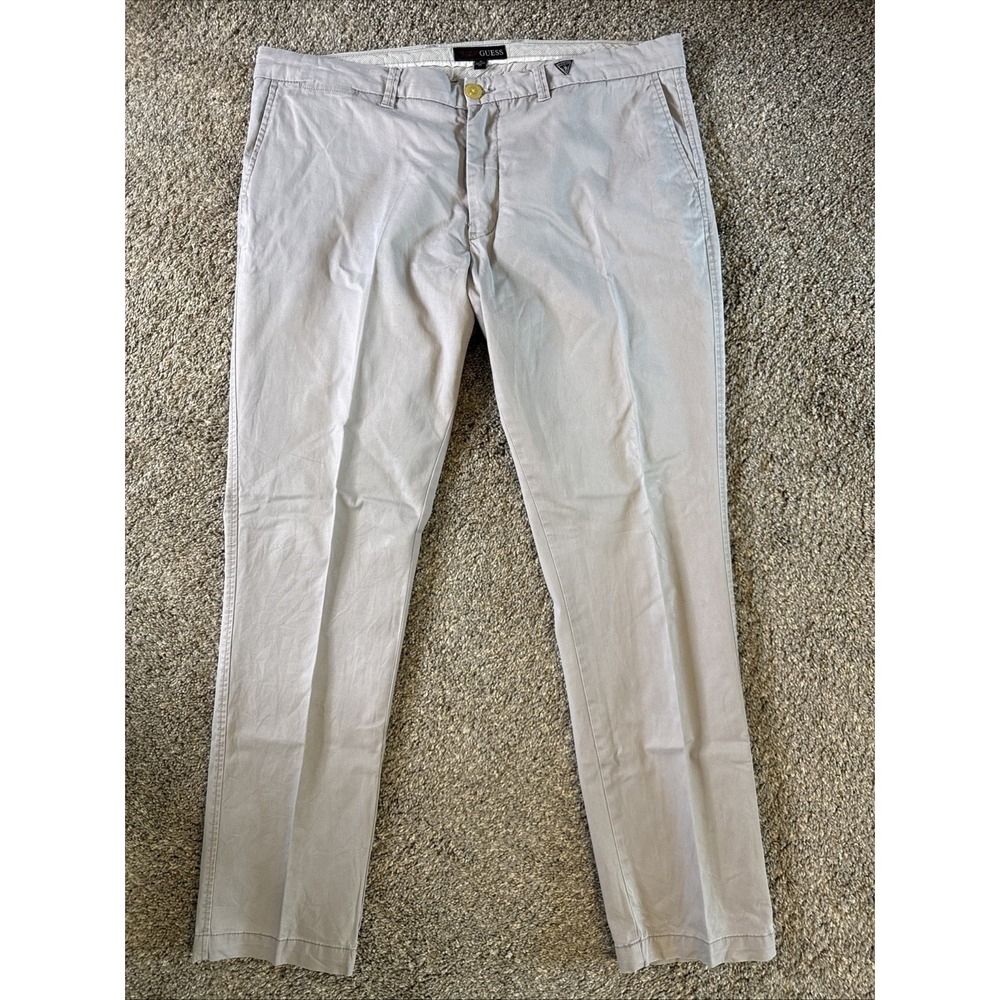 GUESS Mens Straight Casual Pants Grey Cotton‎ Size 38x32